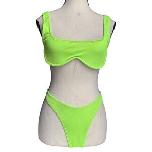 Neon Green Ribbed Bikini Set